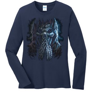 Praying Reaper Skeleton Ladies Long Sleeve Shirt