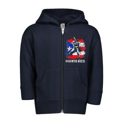 Puerto Rican Baseball Player Puerto Rico Flag Baseball Fans Toddler Zip Fleece Hoodie