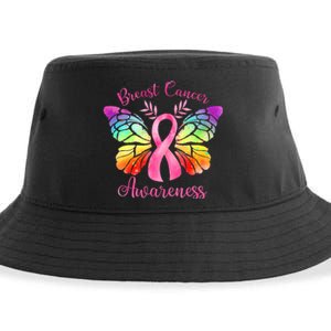 Pink Ribbon Butterfly Breast Cancer Sustainable Bucket Hat