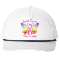 Pink Ribbon Butterfly Breast Cancer Snapback Five-Panel Rope Hat