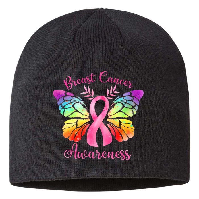 Pink Ribbon Butterfly Breast Cancer Sustainable Beanie