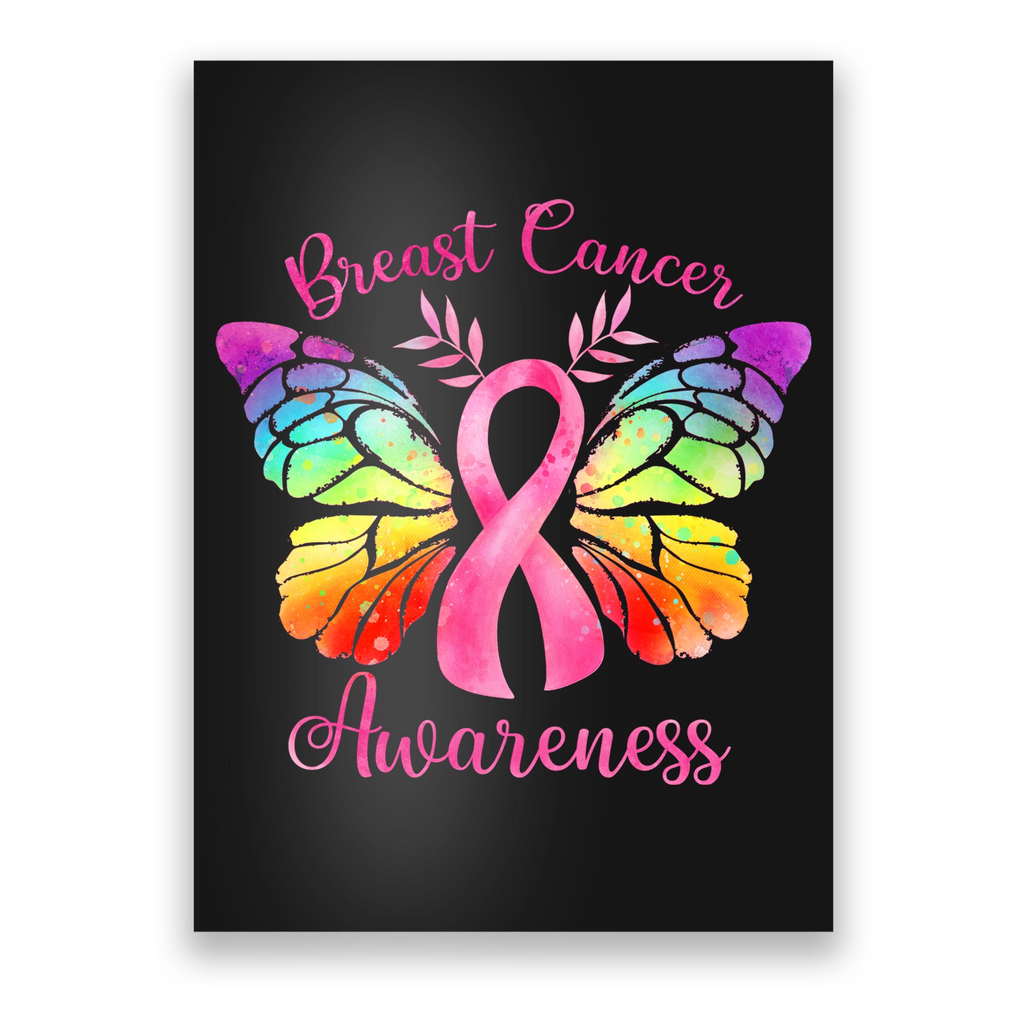 Pink Ribbon Butterfly Breast Cancer Poster