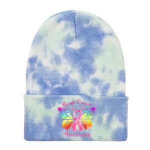 Pink Ribbon Butterfly Breast Cancer Tie Dye 12in Knit Beanie