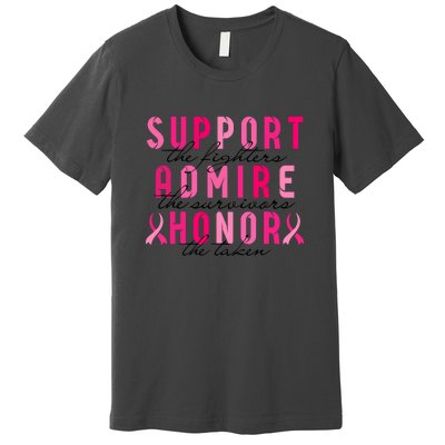 Pink Ribbon Breast Cancer Awareness Support Admire Honor Gift Premium T-Shirt