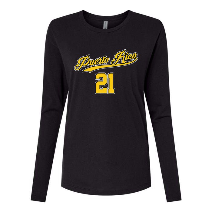 Puerto Rico Baseball 21 Santurce Boricua Baseball Fans Womens Cotton Relaxed Long Sleeve T-Shirt