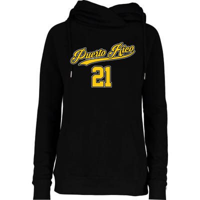 Puerto Rico Baseball 21 Santurce Boricua Baseball Fans Womens Funnel Neck Pullover Hood