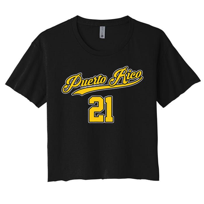 Puerto Rico Baseball 21 Santurce Boricua Baseball Fans Women's Crop Top Tee