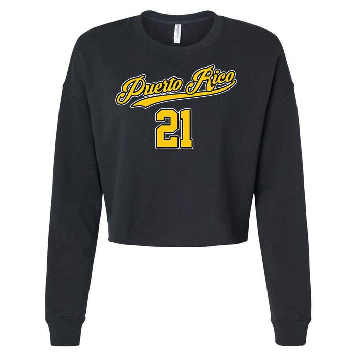 Puerto Rico Baseball 21 Santurce Boricua Baseball Fans Cropped Pullover Crew