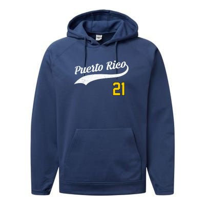 Puerto Rico Baseball 21 For Santurce Baseball Fans Performance Fleece Hoodie