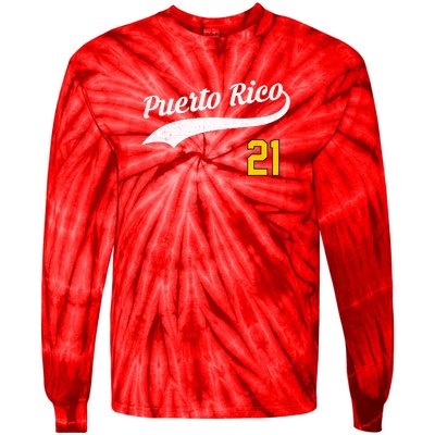 Puerto Rico Baseball 21 For Santurce Baseball Fans Tie-Dye Long Sleeve Shirt