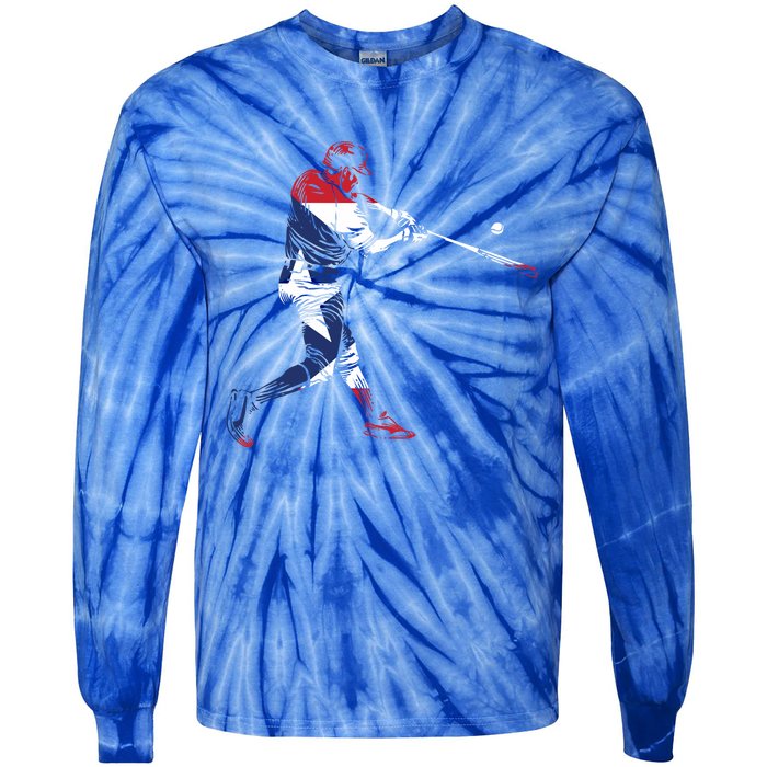 Puerto Rico Baseball Gift Cute Famous Island Game Gift Tie-Dye Long Sleeve Shirt