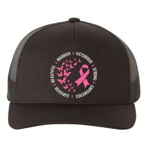 Pink Ribbon Butterfly Warrior Cute Breast Cancer Gifts Yupoong Adult 5-Panel Trucker Hat