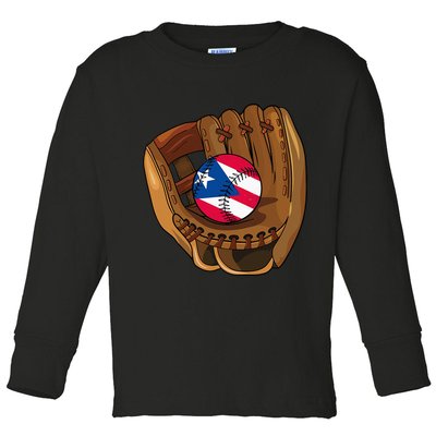 Puerto Rican Baseball Sport Puerto Rico Baseball Team Toddler Long Sleeve Shirt