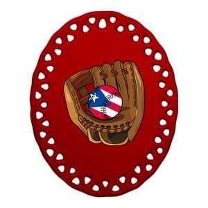 Puerto Rican Baseball Sport Puerto Rico Baseball Team Ceramic Oval Ornament