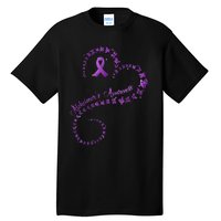 Purple Ribbon Butterfly Heart Alzheimer's awareness Tall T-Shirt