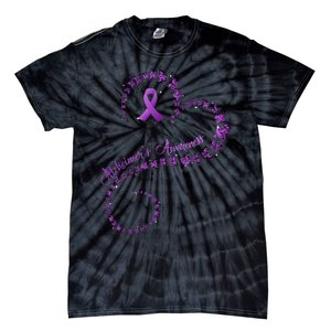 Purple Ribbon Butterfly Heart Alzheimer's awareness Tie-Dye T-Shirt