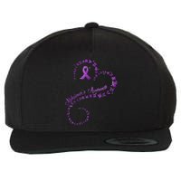 Purple Ribbon Butterfly Heart Alzheimer's awareness Wool Snapback Cap