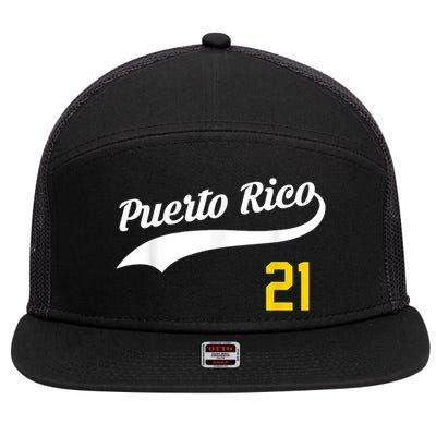 Puerto Rico Baseball 21 For Santurce Baseball Fans 7 Panel Mesh Trucker Snapback Hat