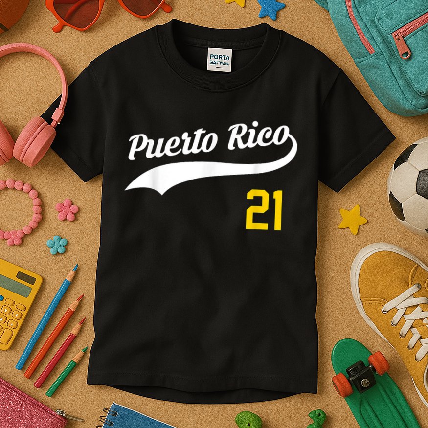 Puerto Rico Baseball 21 For Santurce Baseball Fans Kids T-Shirt