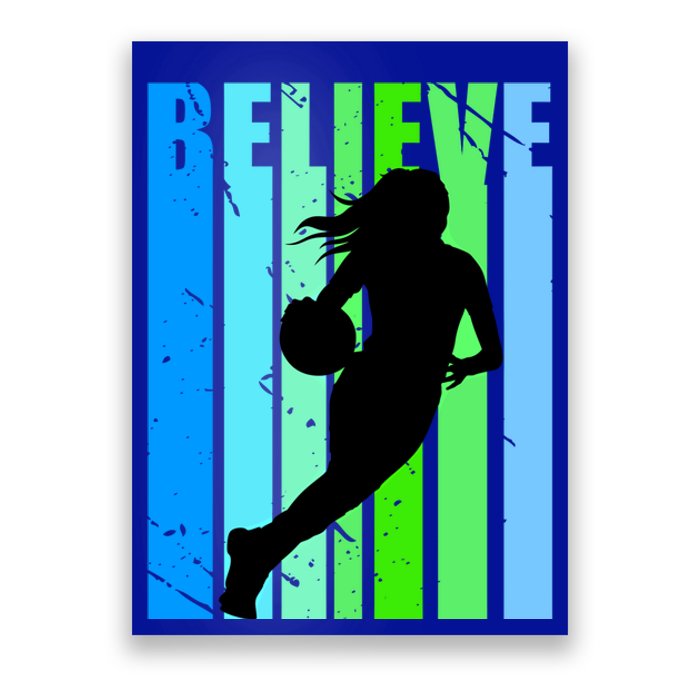 Purple Retro Basketball Team Coach Coaching Female Gift Poster