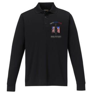 Puerto Rican By Blood American By Birth Patriot By Choice Performance Long Sleeve Polo