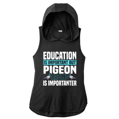 Pigeon Racing Birdwatching Trainer Breeder Ladies PosiCharge Tri-Blend Wicking Draft Hoodie Tank