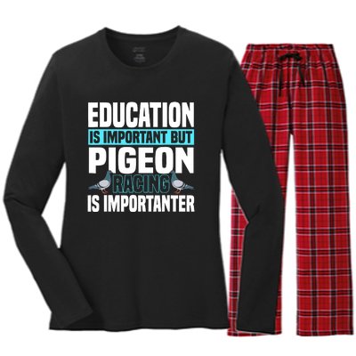 Pigeon Racing Birdwatching Trainer Breeder Women's Long Sleeve Flannel Pajama Set 