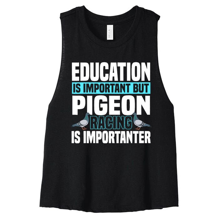 Pigeon Racing Birdwatching Trainer Breeder Women's Racerback Cropped Tank