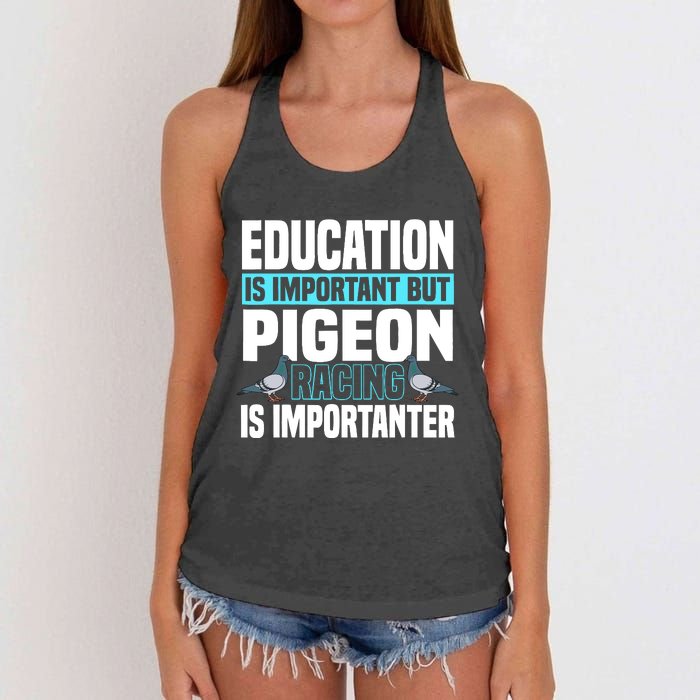 Pigeon Racing Birdwatching Trainer Breeder Women's Knotted Racerback Tank