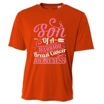 Pink Ribbon Breast Cancer Awareness Son Of Warrior Funny Gift Cooling Performance Crew T-Shirt