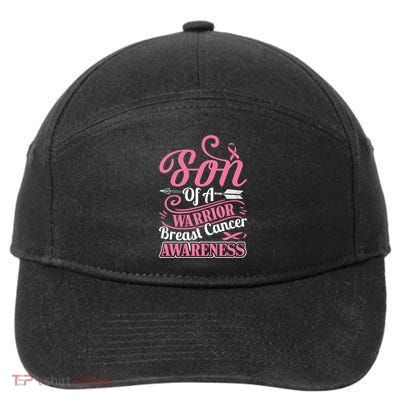Pink Ribbon Breast Cancer Awareness Son Of Warrior Funny Gift 7-Panel Snapback Hat
