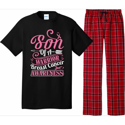 Pink Ribbon Breast Cancer Awareness Son Of Warrior Funny Gift Pajama Set