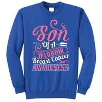 Pink Ribbon Breast Cancer Awareness Son Of Warrior Funny Gift Sweatshirt