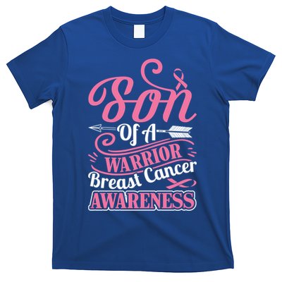 Pink Ribbon Breast Cancer Awareness Son Of Warrior Funny Gift T-Shirt