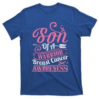 Pink Ribbon Breast Cancer Awareness Son Of Warrior Funny Gift T-Shirt