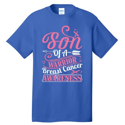 Pink Ribbon Breast Cancer Awareness Son Of Warrior Funny Gift Tall T-Shirt