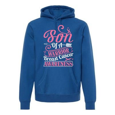 Pink Ribbon Breast Cancer Awareness Son Of Warrior Funny Gift Premium Hoodie