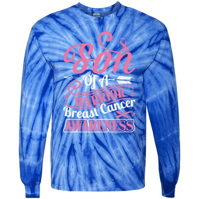 Pink Ribbon Breast Cancer Awareness Son Of Warrior Funny Gift Tie-Dye Long Sleeve Shirt