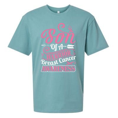 Pink Ribbon Breast Cancer Awareness Son Of Warrior Funny Gift Sueded Cloud Jersey T-Shirt