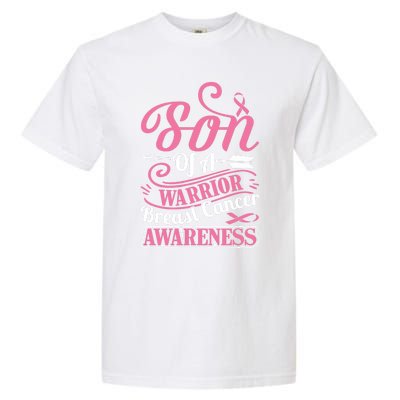 Pink Ribbon Breast Cancer Awareness Son Of Warrior Funny Gift Garment-Dyed Heavyweight T-Shirt