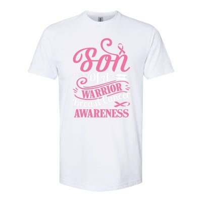 Pink Ribbon Breast Cancer Awareness Son Of Warrior Funny Gift Softstyle CVC T-Shirt