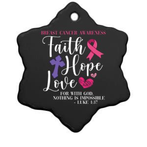 Pink Ribbon Breast Cancer Religious Faith Hope Love Great Gift Ceramic Star Ornament