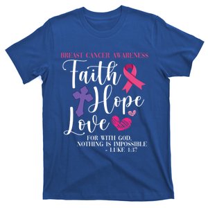 Pink Ribbon Breast Cancer Religious Faith Hope Love Great Gift T-Shirt