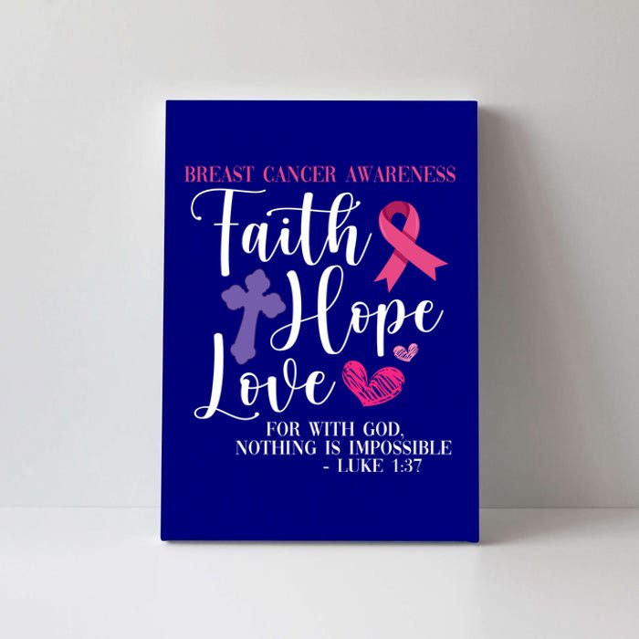 Pink Ribbon Breast Cancer Religious Faith Hope Love Great Gift Canvas