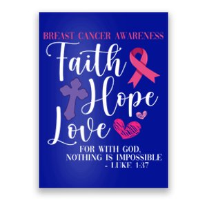 Pink Ribbon Breast Cancer Religious Faith Hope Love Great Gift Poster