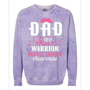 Pink Ribbon Breast Cancer Awareness Dad Of A Warrior Fight Gift Colorblast Crewneck Sweatshirt