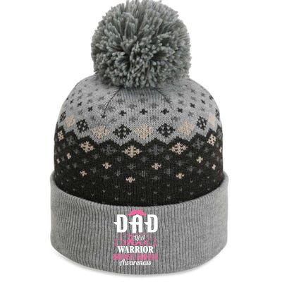 Pink Ribbon Breast Cancer Awareness Dad Of A Warrior Fight Gift The Baniff Cuffed Pom Beanie