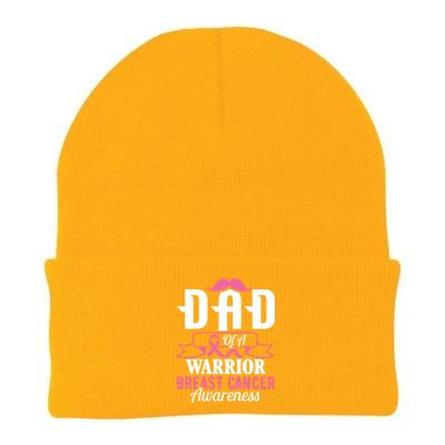 Pink Ribbon Breast Cancer Awareness Dad Of A Warrior Fight Gift Knit Cap Winter Beanie