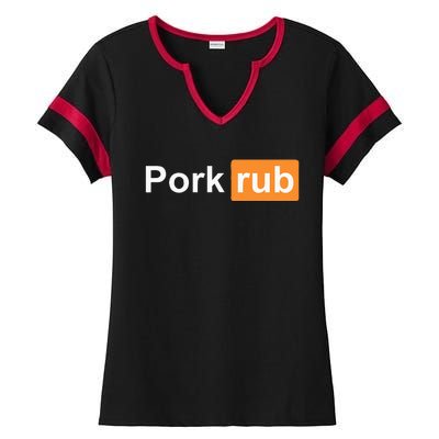 Pork Rub Bbq Smoker Lover Funny Barbecue Ladies Halftime Notch Neck Tee