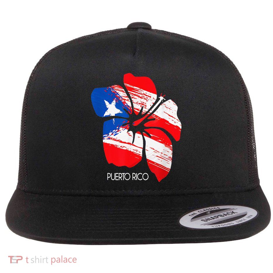 Puerto Rico Boricua Puerto Rican Flag Flower Pride Flatbill Hat